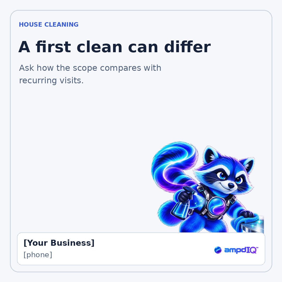 A first clean can differ shop post with space for business details