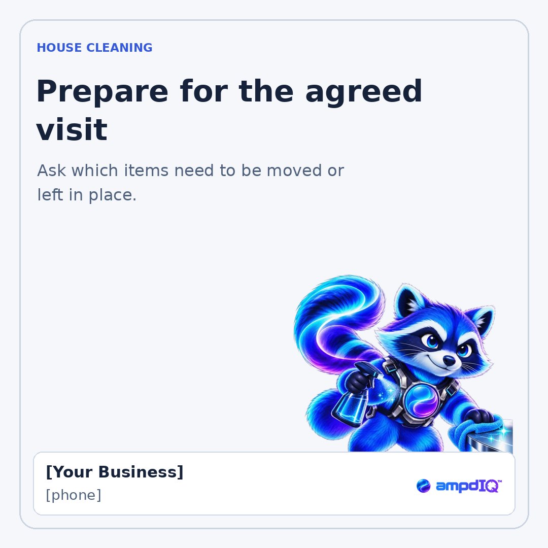 Prepare for the agreed visit shop post with space for business details
