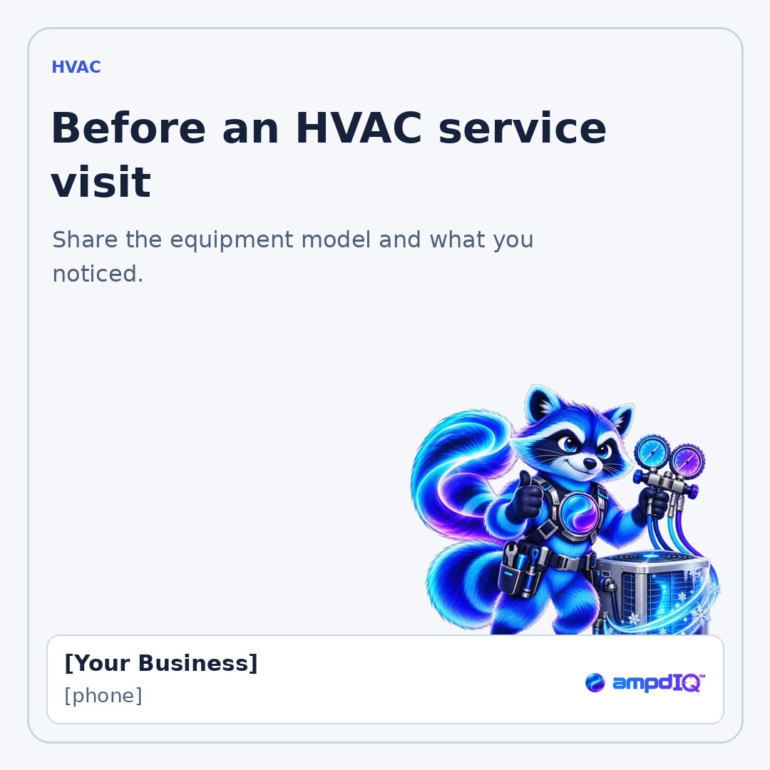 Before an HVAC service visit shop post with space for business details