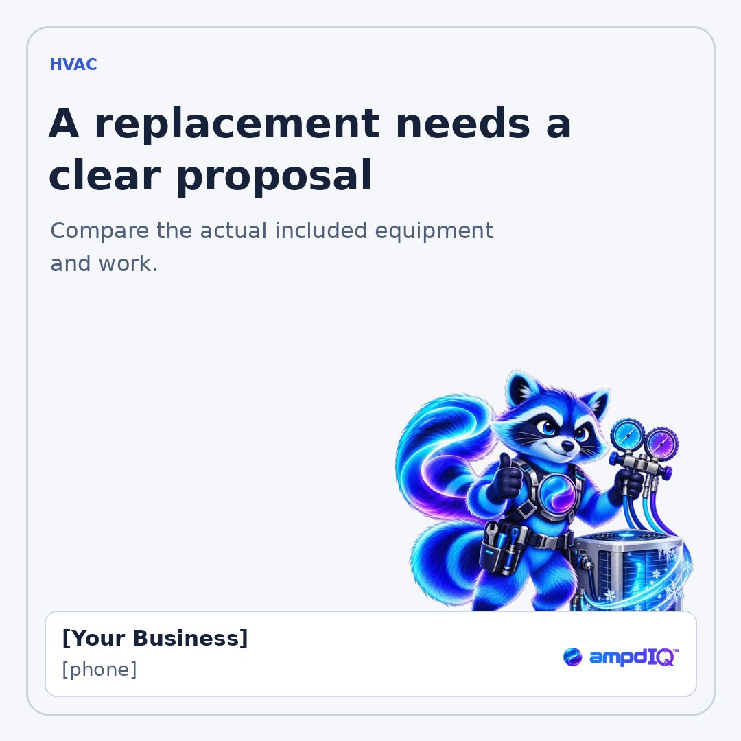 A replacement needs a clear proposal shop post with space for business details