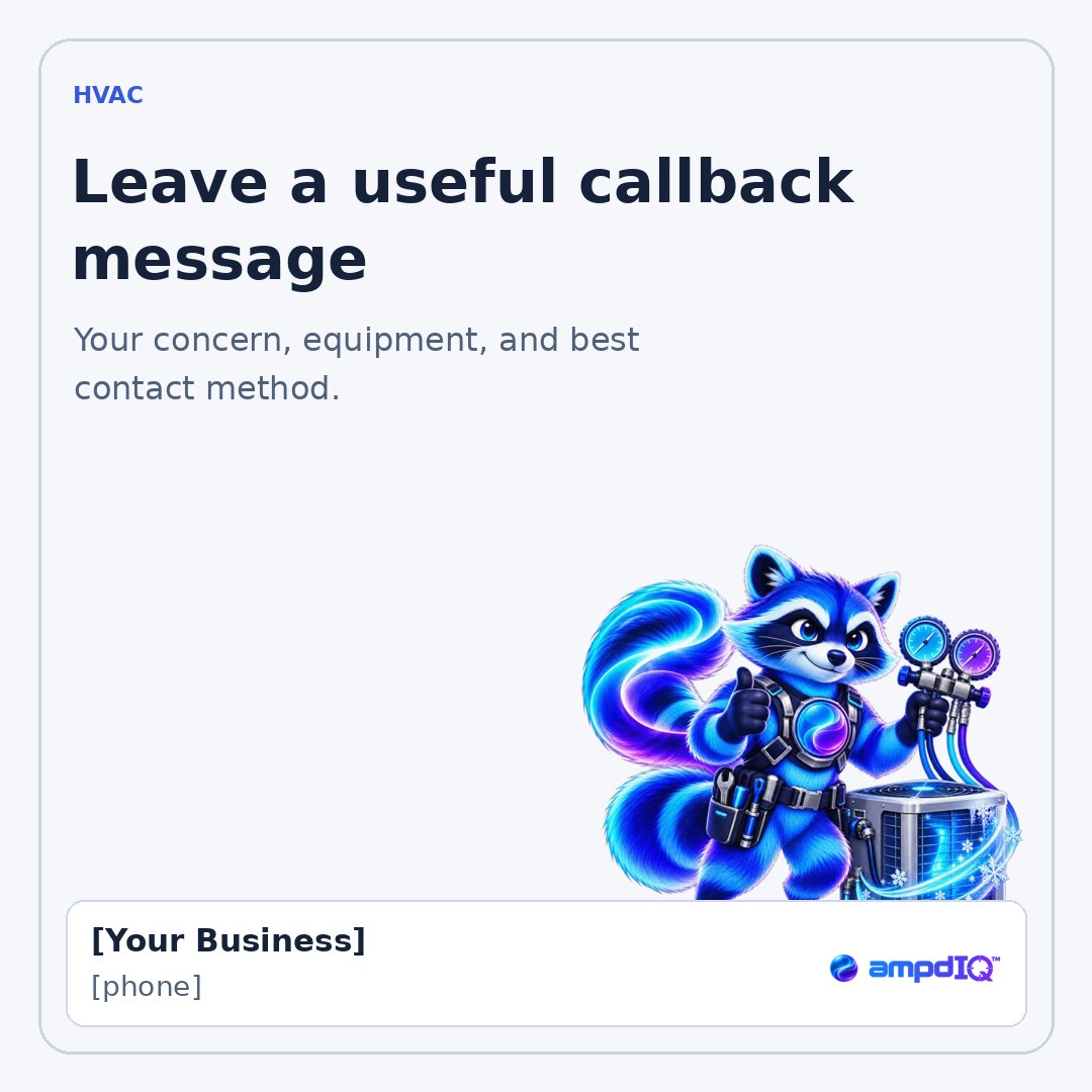 Leave a useful callback message shop post with space for business details