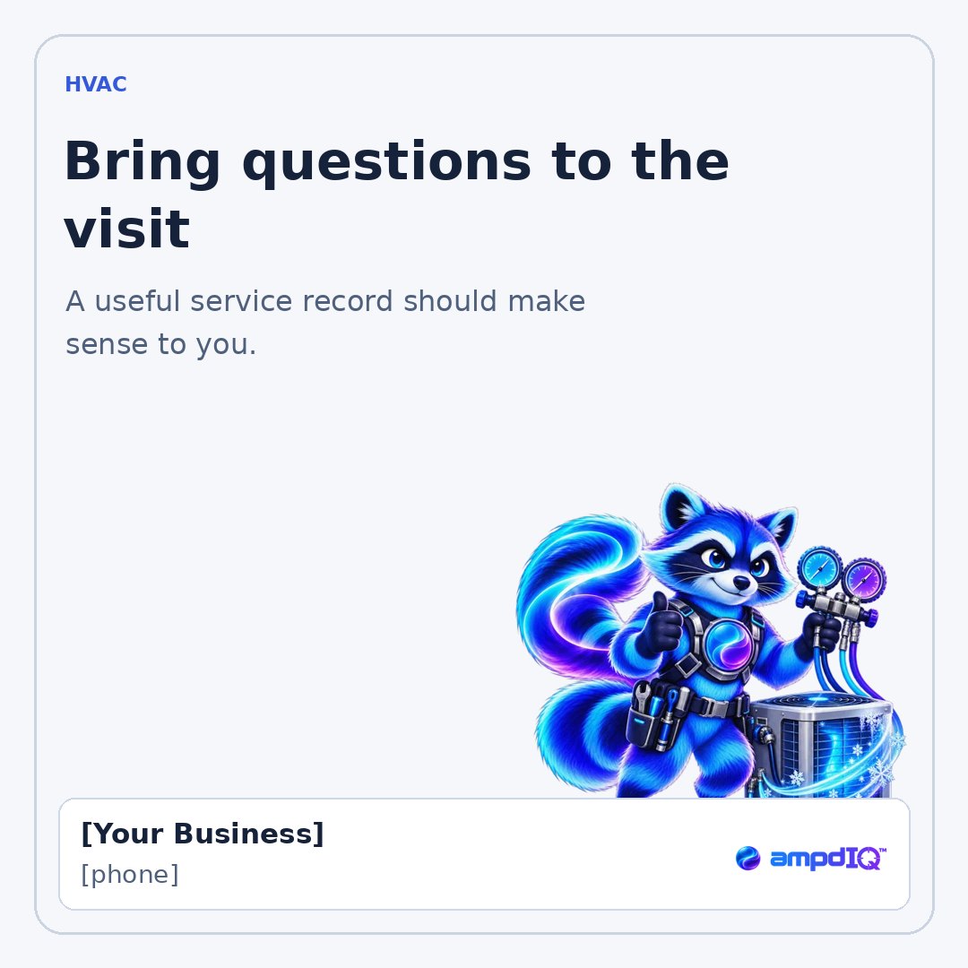 Bring questions to the visit shop post with space for business details
