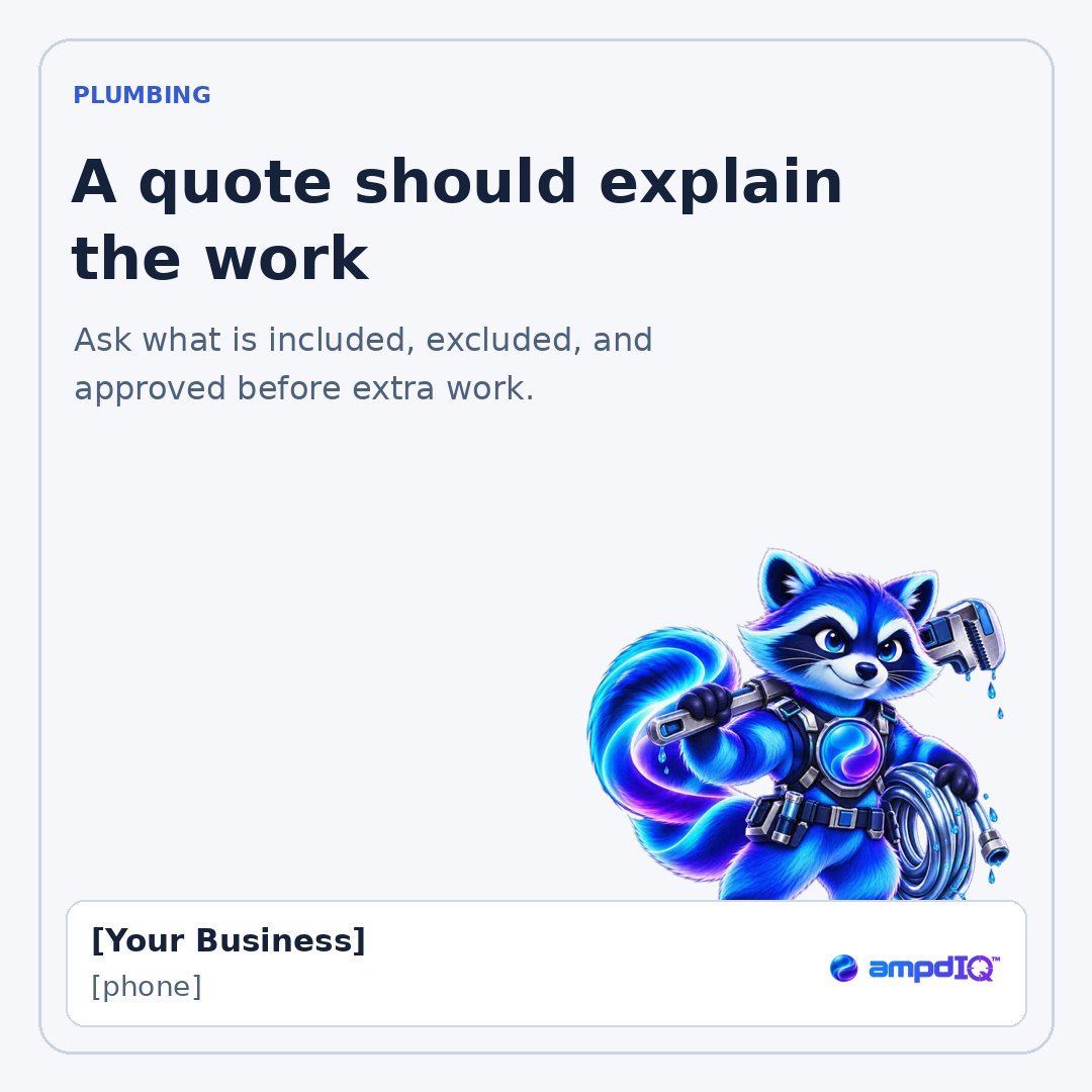 A quote should explain the work shop post with space for business details