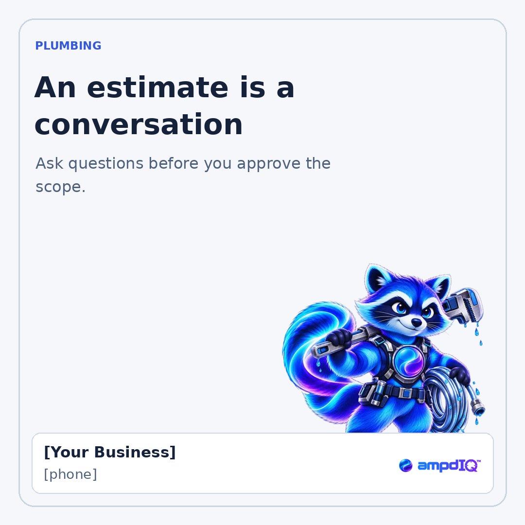 An estimate is a conversation shop post with space for business details