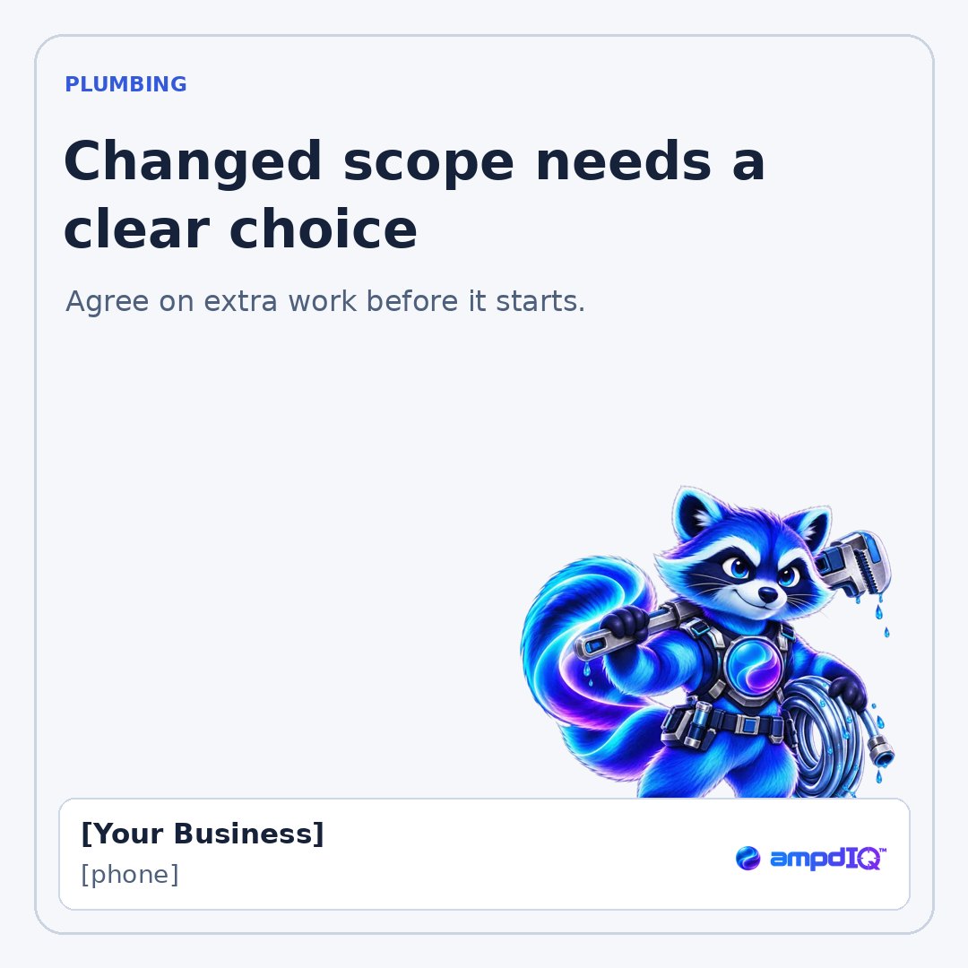 Changed scope needs a clear choice shop post with space for business details